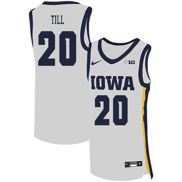 2020 Men #20 Riley Till Iowa Hawkeyes College Basketball Jerseys Sale-White